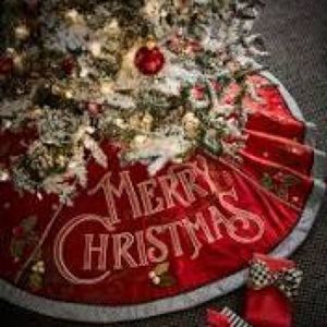 Mackenzie Childs Merry Christmas Tree Skirt  new